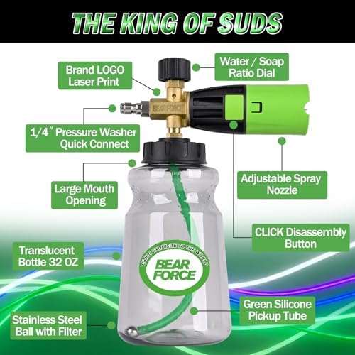 BEAR FORCE Innovative Brass Foam Cannon Pro+ for Pressure Washer, Car Wash - Image 3