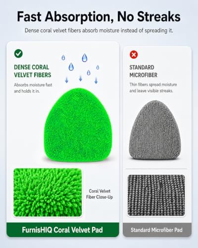 25.5" Extra-Long Reach – Super Absorbent Coral Velvet Windshield Cleaner Tool, Streak-Free Windshield Cleaning Tool Kit with 5 Pads, 2 Spray Bottles & Storage Bag for Auto Glass & Home Windows, Green - Image 3