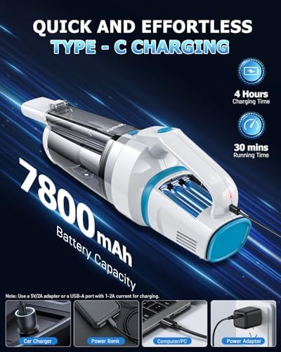AHNR Handheld Vacuum Cordless Rechargeable, Hand Held Car Vacuum Cleaner - Image 6