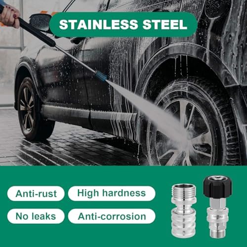 Jewheg 2026 Upgraded Version，Pressure Washer Quick Connect Kit, Stainless Steel Pressure Washer Adapter Set, M22 Swivel 14mm to 3/8 Inch Quick Disconnect，3/4 Inch Hose Fittings - Image 5