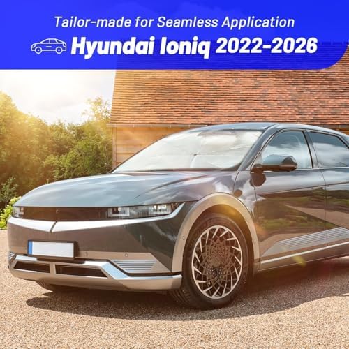 Windshield Sun Shade Umbrella for Hyundai IONIQ 5 2022-2026, Foldable Front Window Sunshade with 360° Rotating Shaft, Custom Fit Car Shades for IONIQ 5 Accessories with UV & Heat Protection - Image 3
