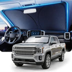 DMJN Front Windshield Sun Shade for Che-vrolet/Chevy Silverado(2019-2026),[Nano Ice-Crystal Coatings] UPF50+ Heat & UV Block, Protect Car Interior & Keep Cool, Flodable Steel-Ring Car Cover for Summer by DMJN