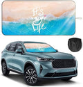 Windshield Sun Shade for Car, 63"x28.5" Universal Fit Front Window Sunshade with Double Steel Ring Frame, Car Sun Shade, UV Protection Windshield Cover with Storage Pouch (Beach) by OYIXIO