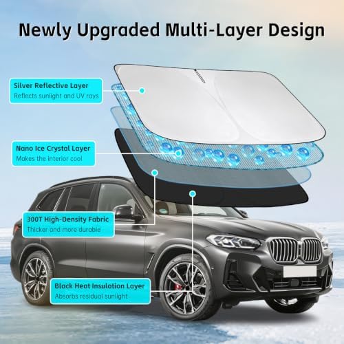 Windshield Sun Shade for BMW X3 2011-2024 Sunshade - Image 3