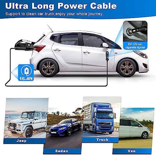 DRECELL Car Vacuum, Portable Car Vacuum Cleaner with 7000PA Suction, DC 12V High Power 16.4Ft Cord Wired Vacuum Cleaner for Car, LED Light, Lightweight, 0.33L Capacity, Storage Bag, Black, VC008C - Image 4