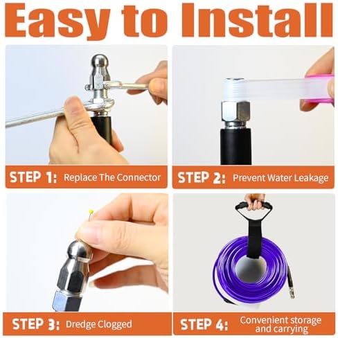 100FT Sewer Jetter Kit for Pressure Washer, 5800PSI Drain Cleaner Hose - Image 6