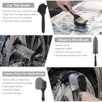 Car Detailing Kit, Car Detailing Brush Set, Car Cleaning Kit, Auto Detailing Tools for Interior Exterior Wheels, Professional Car Wash Accessories with Windshield Cleaning Tool and Storage Box(Grey) - Image 5