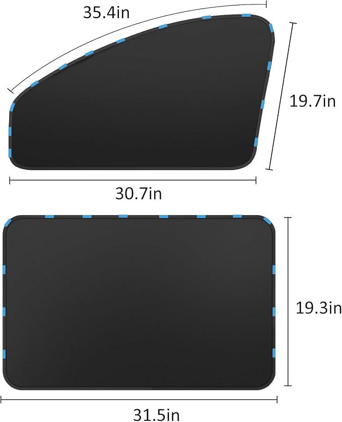 Magnetic Car Window Shades - 100% Block Light Car Curtains - 4Pcs | Universal Fit Side Window Sun Shades Car Window Covers Keep Cooler Feeling, Thicken(thickset, 4pcs) - Image 4