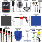 33Pcs Car Wash Detailing Kit Cleaning Kits with Foam Gun Sprayer Brush Large Wash Mitt Towels Complete Interior Exterior Car Washing Supply Set Blue - Image 7