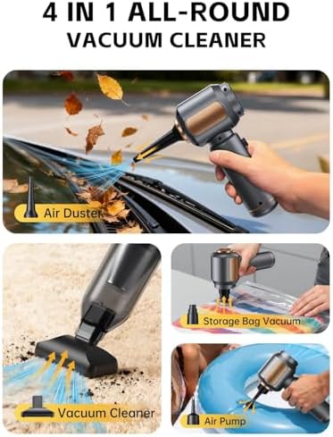 REWONDER Car Vacuum Cleaner High Power, 22000Pa Vacuum Cleaner & 110000RPM Air Duster, Handheld Vacuum with 7800mAh Battery, Storage Bag & Multi-Nozzles for Car, Home, Office - Image 4