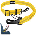 SlowTon Dog Harness, Adjustable Dog Seatbelt, 2 in 1 Latch Bar Attachment, Reflective Nylon Belt Tether, Yellow, 27.55in | Hook Latch Bar& Seatbelt Buckle, Reflective, Heavy Duty Nylon, Durability, Easy of Use, for Travel Riding, Yellow, 27.5" by SlowTon
