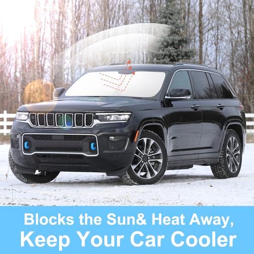TINGLU Sun Shade for Jeep Grand Cherokee 4XE 2024 Accessories Windshield Sun Shade Window Shade UV Rays Protection Sun Visor Cover with Steering Wheel Sunshade Storage Bag - Image 5