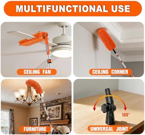 SISIUPASSIE 26FT Reach Ceiling Fan Cleaner Duster, Ceiling Fan Blade Cleaner with Extension Pole, Washable & Replaceable Microfiber Feather Duster Kits - Image 3