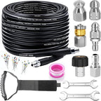 100FT Sewer Jetter Kit for Pressure Washer, 5800PSI Drain Cleaner Hose by Trustworthy