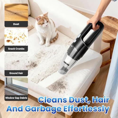 Handheld Vacuum Cordless Car Vacuum Cleaner 11000PA High Power Portable 1.4lbs Lightweight Rechargeable with 2 Filter Multi-Nozzles for Home Office Dust - Image 2