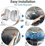 1 PC Car Windshield Cover, Foldable Sunshade for Front Window, Reflective Heat & Privacy Protection, Universal for Most Cars, Trucks, SUVs (Silver) - Image 7