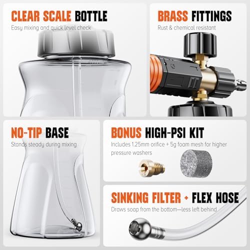 Foam Cannon for Pressure Washer, 1L Snow Foam Lance - Image 5