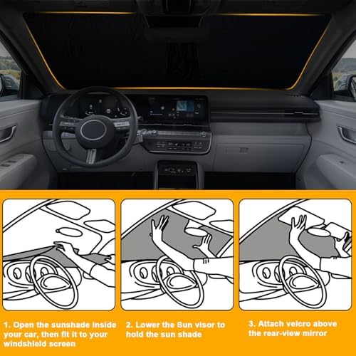 Foldable Front Windshield Sunshade fit for Hyundai Kona 2024-2025 2026 - Image 5