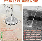 18" Dual Handle Pressure Washer Surface Cleaner with 4 Wheels, 4000 PSI Max Stainless Steel Surface Cleaner for Pressure Washer, 3/8" Inlet Connector, for Concrete, Patio, Sidewalk, Deck - Image 3