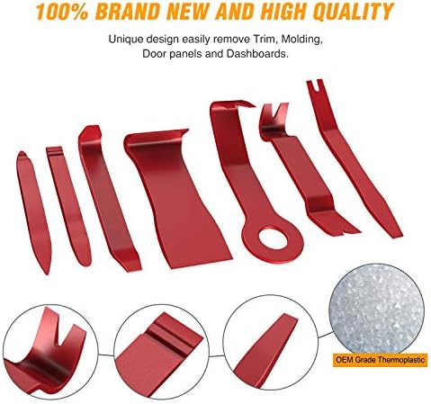 GOOACC 8PCS Auto Trim Scratch Removal Tool Car Audio Dash Panel Window Molding Fastener Remover Tool Kit-Red - Image 3