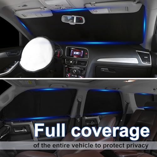 TINGLU Window Shades for Mercedes Benz C Class W205 C250 C300 C400 2015-2021 Accessories Side Full Windows Windshield Sun Shade Sun UV Rays & Privacy Protection for Camping,Napping,and Relaxing 8PCS - Image 2