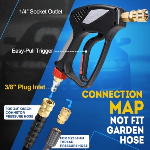 TOOLCY Pro Short Pressure Washer Gun 5000 PSI with 360° Swivel 3/8" Inlet - Image 5