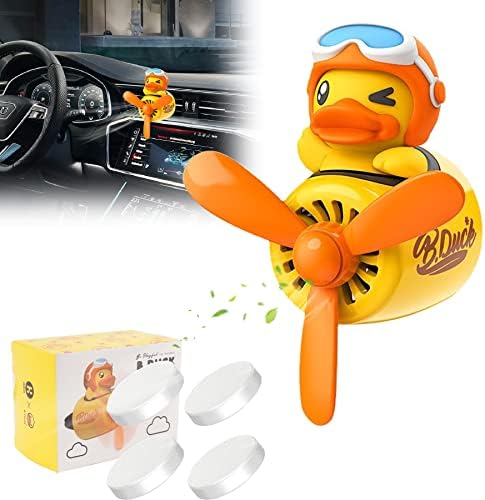 Car Air Freshener Cute Cartoon Yellow Duck Pilot Car Diffuser Rotating Propeller Automotive Air Outlet Fan Creative Car Perfume Decoration Cool Car Accessories Comes with 4 Fragrant Tablets by Jimtyee
