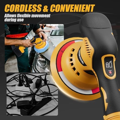 Cordless Car Polisher for Car Detailing Compatible, Yellow - Image 4