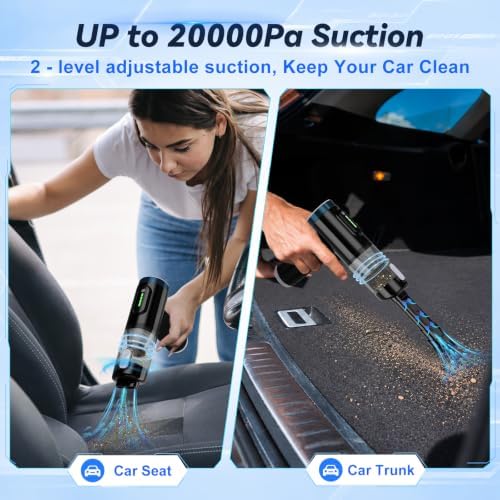 Handheld Car Vacuum Cordless, Foldable 20000Pa Portable Vacuum Cleaner with with Vacuum & Blower, Rechargeable with LED Display, USB-C Charging, Washable HEPA Filter for Car, Truck, SUV & Home - Image 2