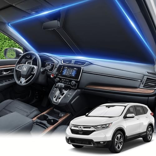 for 2017-2022 Honda CRV CR-V Windshield Sun Shade, 4-Layer 260T Front Window UV Protection, Custom Fit CRV Foldable Sun Visor, Car Accessories for Summer by AuyNeas