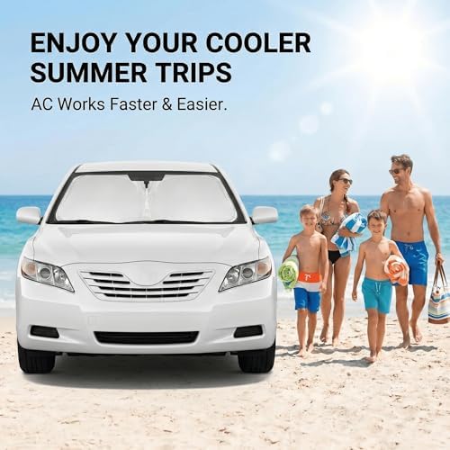 for Toyota Camry Windshield Sun Shade 2007-2011, Double Layer 240T Front Window UV Blocking Visor, Custom Fit Foldable Car Sunshade for Summer - Image 4