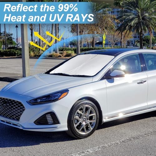 Custom Fit Sonata Windshield Sunshade for 2020-2024 2025 Hyundai Sonata Front Window Retractable Shades Cover for Windshield Sun Visor Protector 210T Reflector Blocks UV Rays Cooler Car Accessories - Image 4