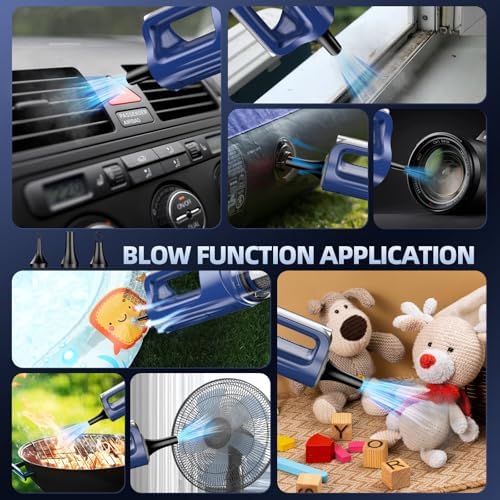 MONOZEL Car Vacuum Cleaner High Power, 18000Pa 2 in 1 Vacuum Cleaner&Air Duster, 130W Brushless Motor Handheld Vacuum Cordless with 7800mAh Battery, LED Light, Multi-Nozzles for Car, Home, Office, Pet - Image 5