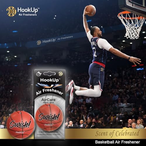 Basketball Car Air Freshener by HookUp - 50 Pack - Black Gold Scent (Extra Strong) | Unique Basketball Gift for Players, Coach, Fans | Hanging Car Accessory with Long Lasting Fresheners Smell - Image 3