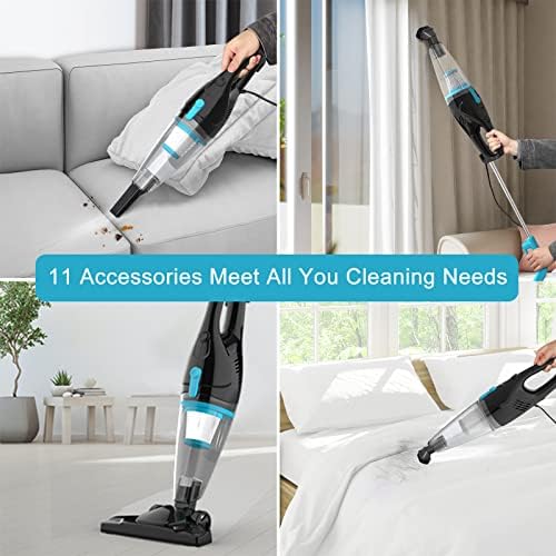Intercleaner Corded Vacuum Cleaner, 15KPa Powerful Suction with 400W Motor, 12 in 1 Lightweight Bagless Stick Vac with Handheld, Ultra Quiet, for Hardwood Floor Carpet Car Pet Hair - Image 4