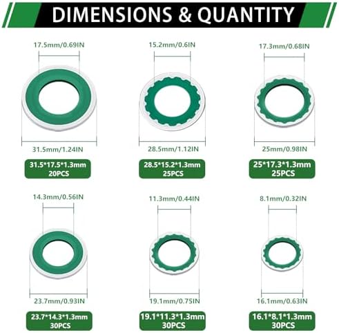 160PCS A/C Compressor Seal Washers Assortment Kit, A/C Gaskets - Image 2