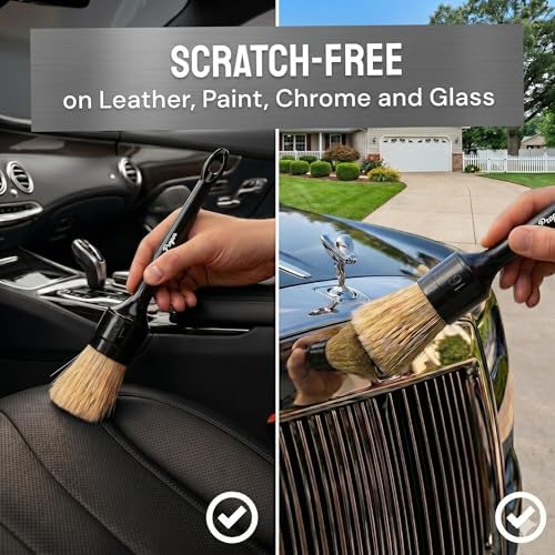 Car Detailing Brush Set for Interior or Exterior | 3-Pack | Ultra Soft Boars Hair Bristles - Image 3