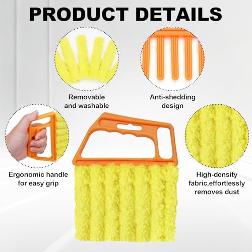 4 Pcs Blind Duster Kit, 7-Finger & Vent Tools, Orange+Blue - Image 3
