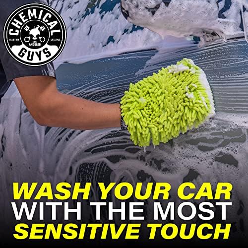 Chemical Guys, Chenille Scratch-Free Microfiber Wash Mitt, Lime Green, 3 Pk - Image 4