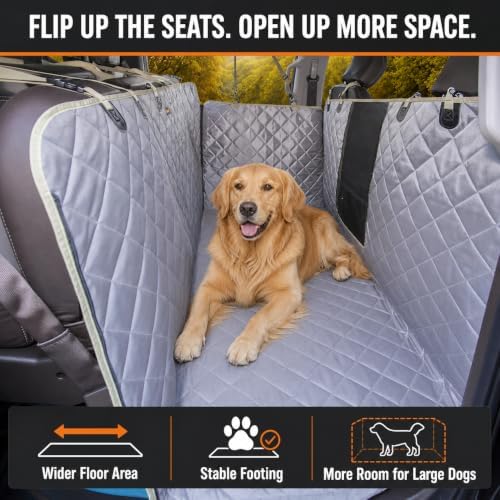 Truck Floor Hammock for Dogs with Flip-Up Rear Seats 100% Waterproof Pet Truck Seat Cover with Mesh Visual Window Senior Dog Friendly & Nonslip Fits Ford F150,F250 RAM 1500,Silverado - Image 3