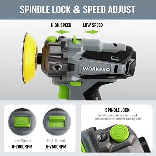 WORKPRO 12V Cordless Mini Polisher Kit, 3" Buffer & Sander - Image 4