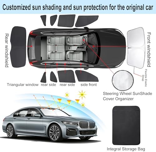 TINGLU Window Shades for BMW X1 F48 2016 2017 2018 2019 2020 2021 2022 Accessories Car Side Full Windows Rear Triangular Windshield Sun Shade Sun UV Rays & Privacy Protection for Camping 10PCS - Image 3
