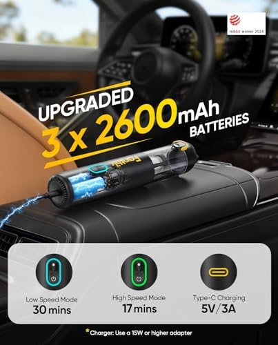 Fanttik V8 Mate Upgraded Cordless Car Vacuum, Portable Mini Vacuum with 13000pa Suction Power, 2 Suction Modes, Type-C Charge, Handheld Vacuum for Car, Small Tasks, Keyboards, Office Desk (Black) - Image 3