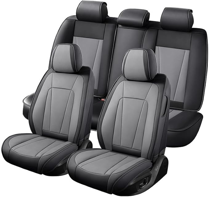 Car Seat Covers Full Set Custom Fit for Mazda CX-5 2012-2026 , Black&Gray | Premium Faux Leather, Waterproof, Anti-Slip, Airbag Compatible, Breathable, Car Seat Protectors, 2 Rows 5 Seats - Image 8