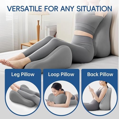 Bed Pillow for Lying on Your Back in Bed, Adult Memory Foam Pillow Reading Pillow for Back Support, Acid Reflux, for Sleeping, Raising Legs and snoring.（Green） - Image 4