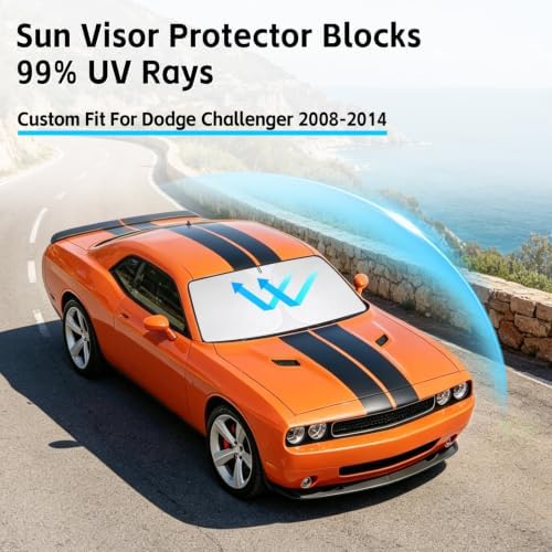 Windshield Sun Shade for Dodge Challenger 2008-2014 Sunshade - Image 2