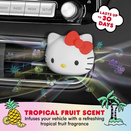 Sanrio Hello Kitty Car Air Freshener for Cars Trucks SUVs, Hello Kitty and Friends Cute Car Accessories for Women Car Decor Hello Kitty Car Accessories, Replaceable Scent Pods - Tropical Fruit Scent - Image 2