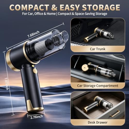 Car Vacuum, 20000PA Powerful Suction 6000mAh up to 40 Minutes Black - Image 6
