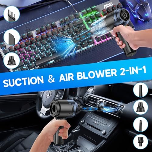 Handheld Car Vacuum Cleaner, 16000PA Hand Held Vacuum Portable Cordless, 2 in 1 Air Duster and Vacuum Cleaner with LED Light, Multi-Nozzles, 120W High Power Mini Vacuum for Home, Pet, Office - Image 2