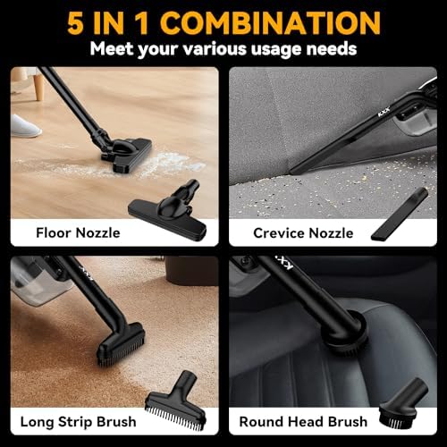 Cordless Vacuum for Dewalt Battery, 5 in 1 Handheld Electric Vacuum Cleaner with 500W Powerful Motor, 46 CFM Portable Hand Vacuum with Filtration HEPA for Floor, Carpet, Car (Battery Not Included) - Image 5